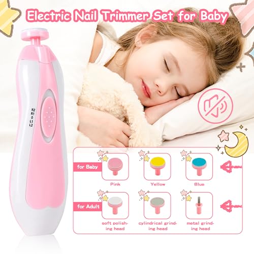 28 in 1 Baby Healthcare and Grooming Kit, Infant Baby Nursery Kit Electric Nail Trimmer Set with Gas Colic Passer Nasal Aspirator Nail Clipper Hair Brush Comb for Newborn Girls Boys (Pink) - style: 28 Kits-Pink
