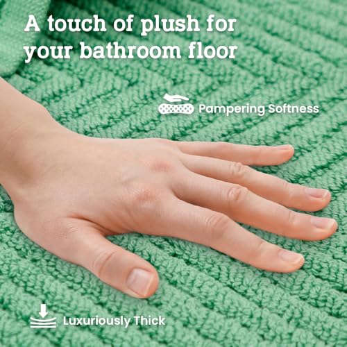 Casa Lino 100% Cotton Bath Mat Set of 2 (NOT A Rug) - 34" x 22" Bathroom Floor Towels - Machine Washable, Soft, Highly Absorbent & Quick Dry Bath Floor Towel (Green) - color: Green