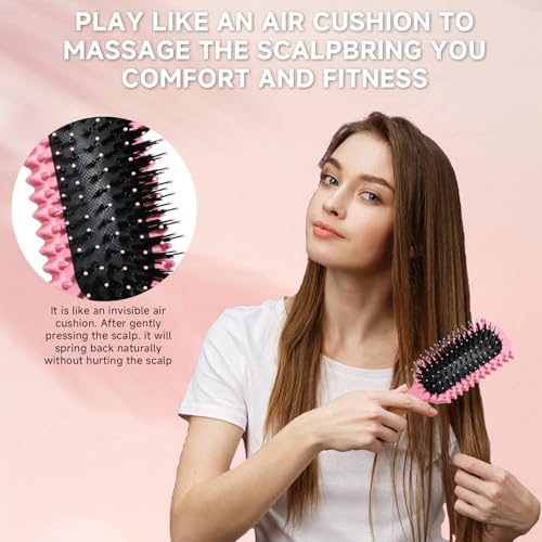 Curl Defining Brush with 3 Pcs Slick Back Hair Set Bristle Edge Control Teasing Comb, For Combing and Shaping in All Hairstyles to Reduce Pulling (Black) - color: Black