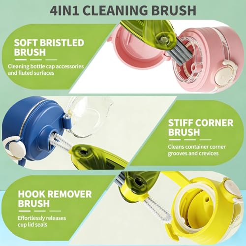 3 in 1 Cup Lid Gap Cleaning Brush Set, 2PCS Multifunctional Bottle Cleaning Brush for Bottle Gaps Bottle Cleaner Home Kitchen Cleaning Tools, 3 Colors - color: Mixed Colors