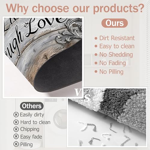 Live Laugh Love Bathroom Rugs,Bath Mats for Bathroom,Weathered Wooden Low Pile Absorbent Bath Mat,Rubber Backing Non Slip Washable Thin Quick Dry Door Mat 17x29.5 Inch - color: Live Laugh Love,weathered Wooden
