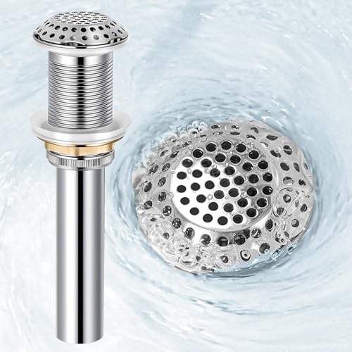 KES Bathroom Sink Grid Drain Without Overflow, 360° Water Drainage, Anti-Clog Grid, Polished Chrome Vanity & Vessel Drain, Solid Stainless Steel & Brass, S2021D-CH - color: Polished Chrome
