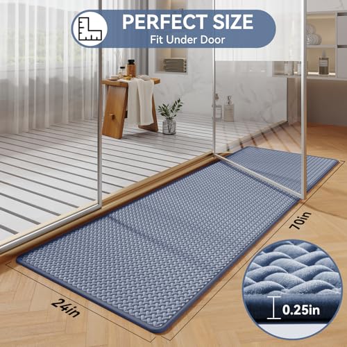 YDKGL Bathroom Runner Non Slip, Extra Soft Absorbent Quick Dry Bath Mats, Foam Weave Texture Thin Bath Rugs Washable with Rubber Backing, 24" x 70“ - color: Blue, size: 24"x 70"