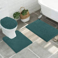 ITSOFT 3pc Non-Slip Shaggy Chenille Bathroom Mat Set, Includes 24"x21" U-Shaped Contour Toilet Rug, 34"x21" Inches Bathmat and 1 Toilet Lid Cover, Teal - color: Teal, size: 24''x21’’, 34’’x21’’ and TLC (Set)