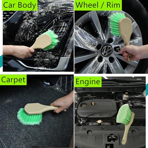 Fitosy Wheel Rim & Tire Brush Set, Soft & Stiff Bristle Wash Cleaning | Supplies Kit for Car Body Exterior Surface Carpet, Truck SUV RV Motorcycle