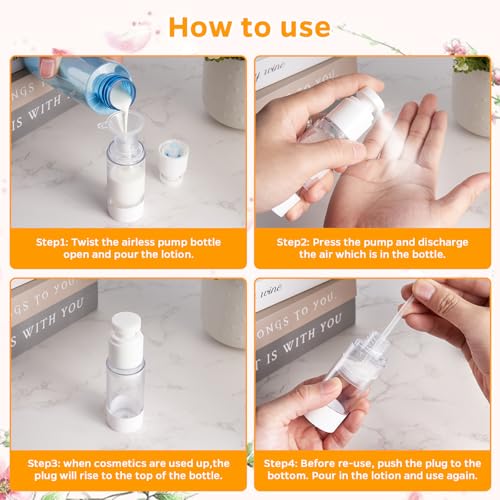 13 Pack Big Travel Size Containers, Airless Pump Bottles Jar Kit | 1.7 1 0.5oz, Clear, TSA Approved, Leak Proof, Refillable, Jars for Travel Home Toiletries, Lotion, Liquid, Cream