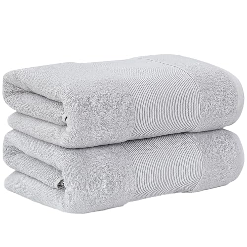 Modern Threads - Air Cloud 2-Pack 100% Zero-Twist Cotton Bath Sheet Set - Super Absorbent & Quick Dry - 500 GSM - Soft & Plush, Gray - color: Gray, size: 2-Pack Bath Sheet