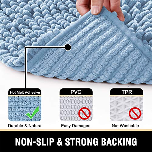 H.VERSAILTEX Bath Mats - Non Slip Luxury Chenille Bathroom Rugs, Extra Soft Absorbent Shaggy, Washable Fast Dry 2 Piece (Cool Blue, 20" x 32"/17" x 24") - color: Cool Blue, size: 20" x 32" Plus 17" x 24"