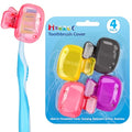 Hxezoc 4 Pack Toothbrush Covers Toothbrush Holders Toothbrush Protector Cap Brush Pod Case Protective Portable Plastic Clip for Household Travel, Camping, School, Bathroom, Business - color: Grey, Yellow, Purple, Pink