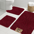 GORILLA GRIP Bathroom Rug Sets 3 Piece, Bath Mat Set and Oval Toilet Base with Rubber Backing, Plush Absorbent Shaggy Chenille Washable Mats, Includes 24x19.5, 24x17 and 36x24 Inch Rugs, Burgundy - color: Burgundy, style: 24"x19.5" + 24"x17" + 36"x24" - 3
