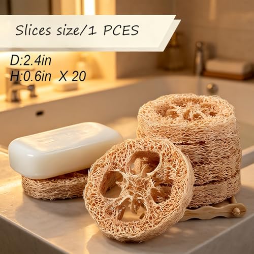 Natural Loofah Slices Cuts for Soap Making-20 Pack Organic Luffa Loofa Sponges for Soap Holder Handmade DIY Loofa Pet Toy Loofahs - color: 20-pack Slices