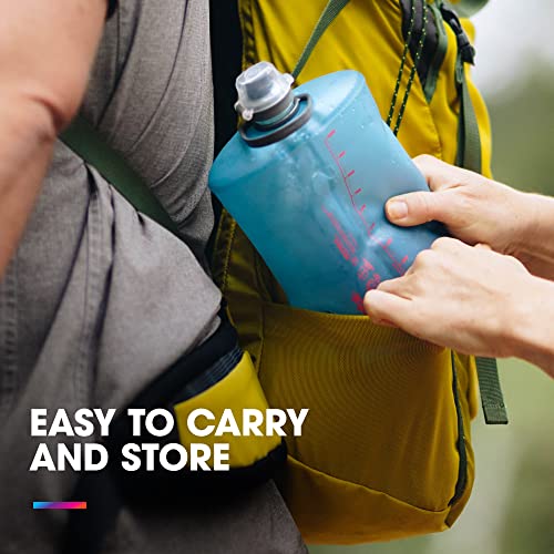 HydraPak Stow Collapsible Water Bottle – 350ml, 500ml, 1L – Ultralight, Leak-Proof, BPA-Free, Filter Compatible Travel & Hiking Flask - color: MTN Redwood, style: 17oz/500ml