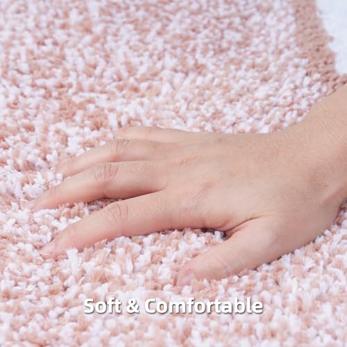 3 Piece Soft & Absorbent Microfiber Striped Bathroom Rug Set - U-Shaped Toilet Rug, Non-Slip Rubber Bottom, Quick Dry, Pink - color: Pink