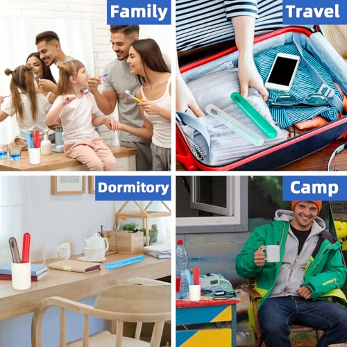 6 Pack Travel Toothbrush Case Breathable Portable Toothbrush Holder Plastic Toothbrush Cover Container for Couples Valentine Gifts, Traveling, Bathroom, School, Home, Business, Camping - color: Red+Blue+Green+Grey+Lucency(2)
