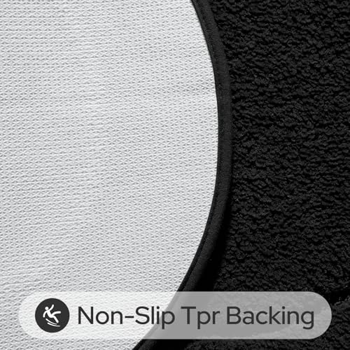 HOMEIDEAS Black Bathroom Rugs Sets, 2 Piece Small Bathroom Rugs, Soft, Absorbent Microfiber Mats, Machine Washable Bath Mats for Shower Room, Bathtub, Kitchen (20" x 32" + 16" x 24") - color: Black