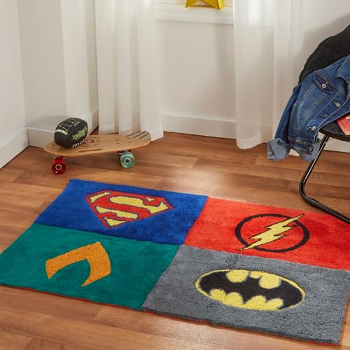 Justice League DC Comics Kids Room Non Slip Area Rug, 30" in x 48" in, (Official Licensed Product) By Franco - color: Justice League