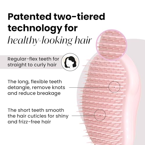 Tangle Teezer Original Detangler Mini Hair Brush, Millennial Pink | Travel-size detangling hair brush, gentle on tender scalps; detangles wet or dry hair for straight to curly strands - color: Millennial Pink, size: Mini