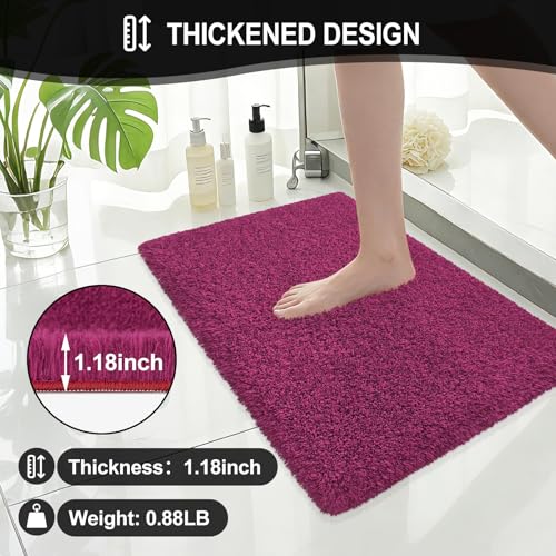 Bathroom Rugs 24"x17", Burgundy Extra Soft Absorbent Bath Mat, Rubber Backing Quick Dry, Machine Washable Microfiber Bath Rugs for Bathroom Floor, Shower, Bedroom, Tub - color: Burgundy, size: 24" x 17"