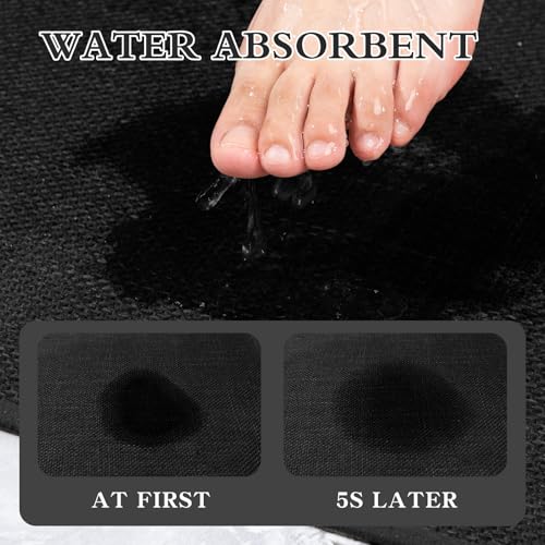 chakme Bathroom Rugs Mat 24x17, Ultra Thin Non Slip Bath Mat Small Quick Dry Absorbent Bath Mat for Bathroom Floor, (Black, 24"x17") - color: Black, size: 1'5" x 2' (Rectangular)