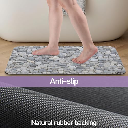 Stone Pattern Bathroom Rugs Mat, Super Absorbent Quick Drying Floor Mat for Bathroom Entryway 17"x30" - color: Stone Pattern