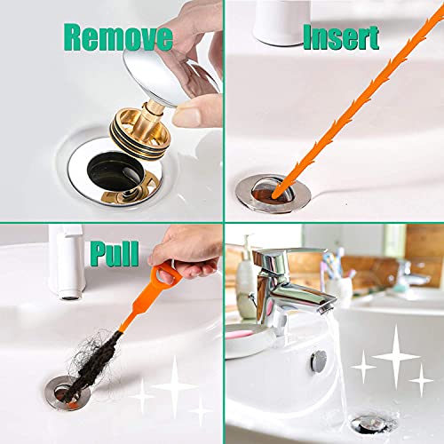 Drain Snake Hair Drain Clog Remover - 3 Pack Shower Snake Sink Unclogger Tool with Exquisite Packaging - color: Orange, style: 3 Pack