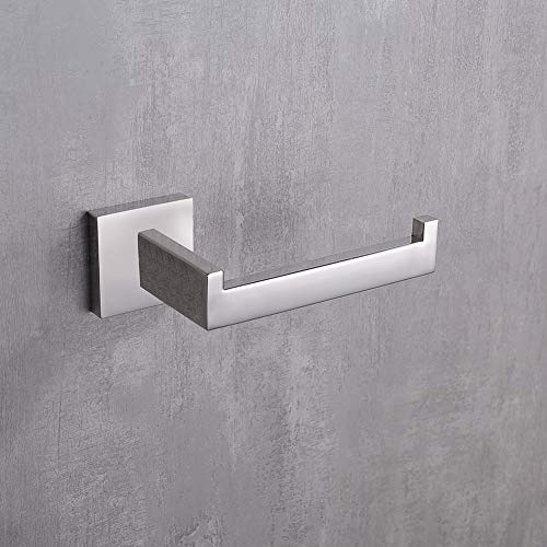 TASTOS Polished Chrome Toilet Paper Holder SUS304 Stainless Steel, Modern Square Half Open Bathroom 5 inch TP Holder Wall Mount Rustfree Tissue Roll Dispenser for Washroom Kitchen 2 Pack - color: Polished Chrome, size: Square (2 pack)