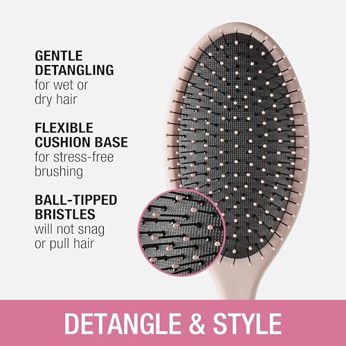 Conair Detangling Hair Brush Set, 3 count Detangler Brushes for Wet or Dry Hair, Gentle Detangler for All Types, Bristle Brushes for Women, Evergreen, Blush Pink, Black Assorted (Pack of 8) - color: Evergreen,Blush Pink,Black, size: 3 Count (Pack of 8)