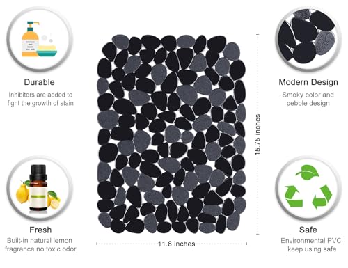 Bligli Pebble Sink Mat for Stainless Steel/Ceramic Sinks, 2 Pack PVC Sink Protectors Mats for Bottom of Kitchen Sink, Dish Drying Mat for Dishes and Glassware, 15.7 x 11.8 inch, Black - color: Black