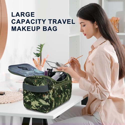 Hanging Toiletry Bag for Women and Men Traveling Makeup Large Capacity Cosmetics Portable Dopp Kit Storage Organizer Bag with Hanging Hook for Toiletries Brushes Shaving Tools - color: Camo Mosaic