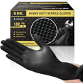 PROMEDIX P Heavy Duty Nitrile Gloves with Diamond Texture 8 Mil Latex Free Powder Free Industrial Disposable Glove - color: Black, size: Medium