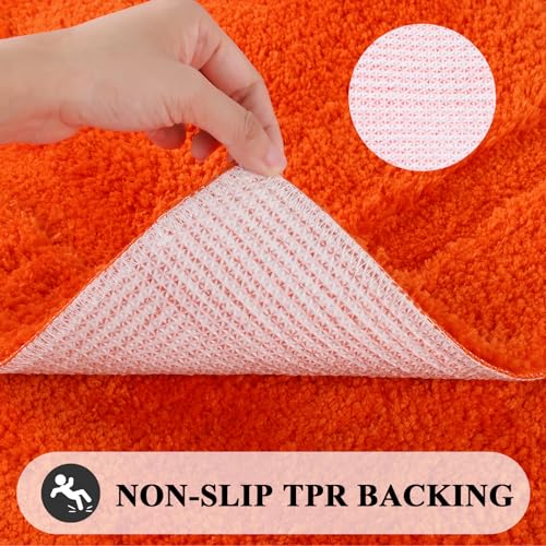 SHACOS Orange Bathroom Rugs Sets 3 Piece Small Bath Mat U Shaped Toilet Rug | 20x32+ 16x24+ 20x24, Soft Fluffy Microfiber Bath Rugs Set, Non Slip Washable Absorbent Bathroom Floor Mats Carpet Shower Rug - color: Orange, size: 16"x24"+ 20"x32"+U Shape 20"x