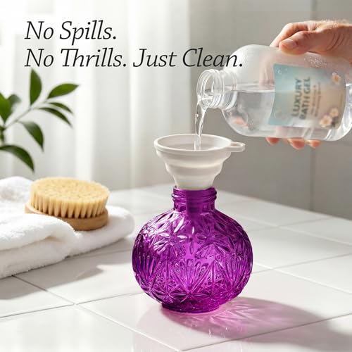 Vintage Glass Soap Dispenser - Rustic Snowflake Design, 8 Oz Refillable Dish Soap Dispenser with Pump for Kitchen and Bathroom, Antique Farmhouse Decor (Purple-Black Pump) - color: Purple-black Pump