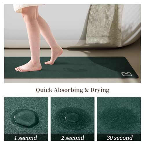 RUERYA Bath Mat (15.7x23.6), Bathroom Non Slip Absorbent Quick Dry Rubber Backed, Dark Green - color: Dark Green, size: 1'4" x 1'11" (Rectangular)