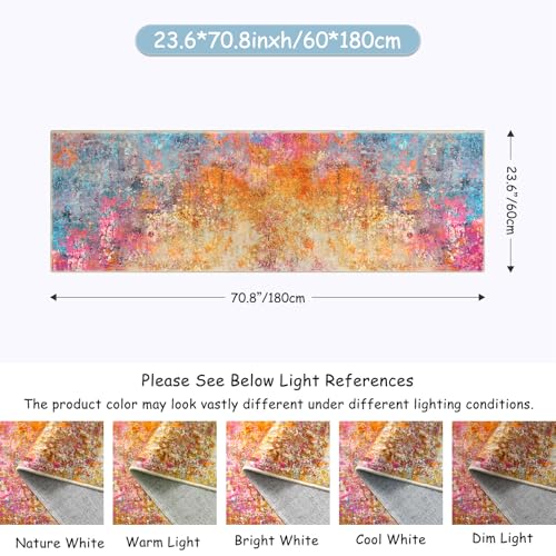 Lahome Modern Abstract Runner Rug - 2x6 Colorful Runners for Hallways Non Skid Laundry Room Rug Washable Carpet Runner, Rainbow Soft Non Slip Indoor Throw Runner for Bedroom Kitchen Bathroom - color: Galaxy, size: 2' x 6'