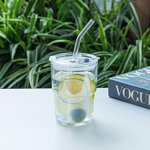 BLUEPOLAR 13oz/400ml Tumbler Water Glass, Cups with Straw and Lid Sealed Carry on for Coffee, Iced Tea, Thick Wall Insulated Glass Cup (white,2pack) - color: White-2pack