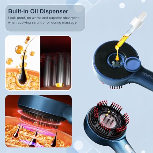 Rechargeable Scalp Massage Comb - Mimics Hand-like Kneading for Daily Hair Maintenance & Relaxation, Cordless with Oil Applicator for Men & Women - color: Blue