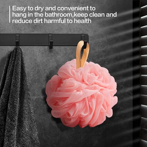 Fishent Bath Loofah Sponge, 3 Pack loofahs Exfoliating Body Scrubber, 60g Soft Mesh Pouf Shower Puffs, Loofa for Women and Men - style: 60g-Pink-Peach-Coral