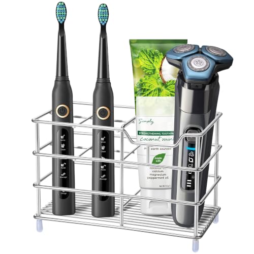 Urbanstrive 304 Stainless Steel Bathroom Toothbrush Holder Toothpaste Holder Stand Bathroom Accessories Organizer (Silver, Large) - color: Silver, size: Large