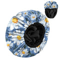 Luxury Shower Cap Terry Cloth Lined EVA Waterproof Reusable Triple Layer Elastic Hair Bath Caps for Women Girls Cute (C19-Chrysanthemum) - color: C19-Chrysanthemum