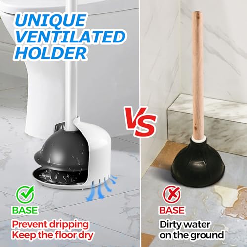 FORASTO Toilet Plunger with Holder，Plungers for Bathroom with Holder, Toilet Plunger Heavy Duty，Bathroom Plunger，Bathroom Decor，Bathroom Accessories，Toilet Bowl Cleaners,White - color: White, size: 1Pack