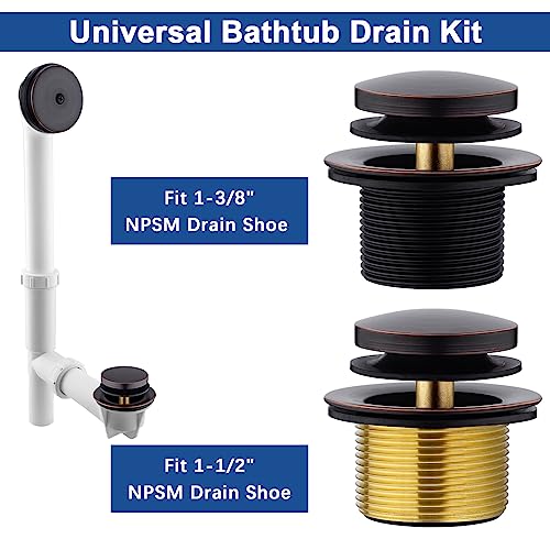 Brass Tip-Toe Tub Drain Kit, Oil Rubbed Bronze Tub Drain and Overflow Kit with Single Hole - color: Oil Rubbed Bronze, style: 1-hole