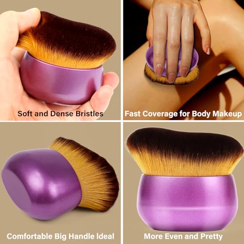 Extra Large Body Makeup Brush For Self Tanner, Leg Makeup &Bronzer Blend,75 mm Wide-headed Kabuki Brush Provides More Even &Pretty Application, Sunscreen Face& Back Makeup Brush, Wet&Dry Use- Purple - color: Purple
