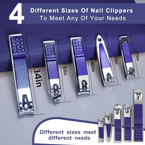 Manicure Set 30 in 1 Nail Clippers Set,Nail Manicure Kit for Women,RedFlow Toenail Clippers,Pedicure Kit,Pedicure Tools,Suitable for Travel Manicure Tools (Purple) - color: Purple