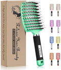 KTKUDY Detangling Brush Boar Bristles Hairbrush Make Hair Shiny & Healthier Curved and Vented Detangler Brush for Women Men Kids Wet & Dry Hair (Light green) - color: Light green
