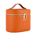Large Makeup Bag Organizer, PU Leather Makeup Case with Removable Dividers, Waterproof Travel Cosmetic Bag(Orange) - color: Orange