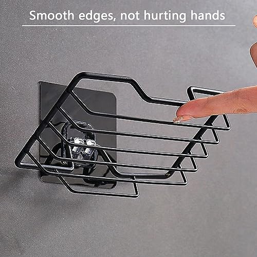 2-Pack Self-Adhesive Soap Dish Holder - Wall Mounted Stainless Steel Soap and Sponge Holder, No Drilling Soap Tray Organizer for Home Kitchen and Bathroom Shower (Black) - color: Black
