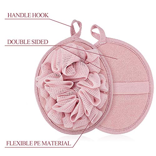 Boao 6 Pcs Bath Shower Pouf Sponge Mesh Pouf Shower Ball Exfoliating Body Sponge Pad Scrubber Glove with Flower Bath Ball (Multi-Color) - style: Mesh