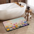 Colorful Flowers Bathroom Mat, Non Slip Rubber Backed Fast Dry Bath Rug, Thin Bath Mat for Bathroom Kitchen 17"x30" - color: Colorful Flowers