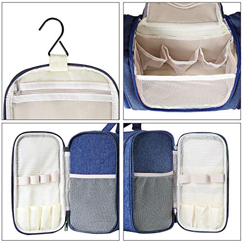 Freegrace Extra Large Hanging Toiletry Bag for Men and Women - Water-Resistant Nylon Travel Bathroom Organizer for Cosmetics, Makeup, and Toiletries - color: Snow Blue