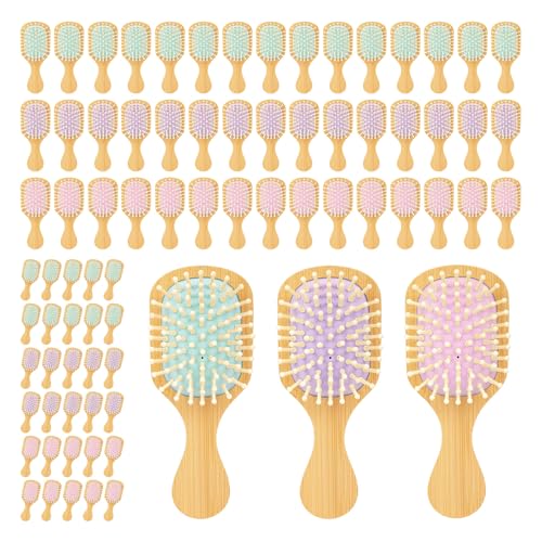 3-Pack Bamboo Hair Brush Set - Eco-Friendly Detangling Combs, Natural Bamboo Hair Comb for All Hair Types, Sustainable Hair Care Gift Set